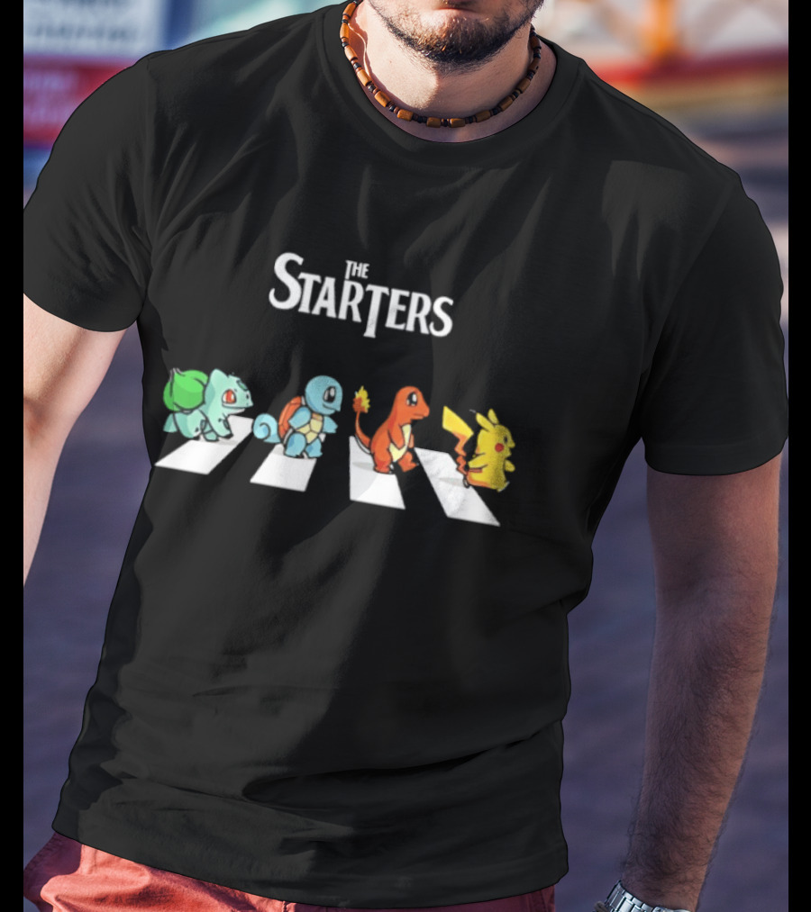 The Starters Pokemon Characters Walking Abbey Road T-Shirt