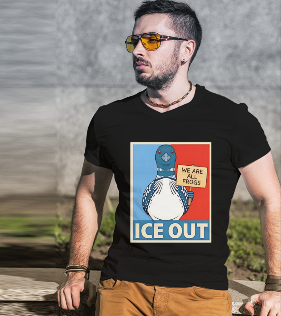 Minnesota State Bird Loon Ice Out We Are All Frogs T-Shirt