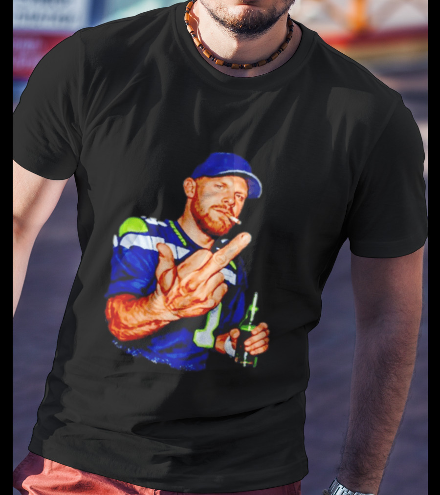 Ernest Jones Seahawks Sam Darnold Middle Finger Beer Cigarette T-Shirt