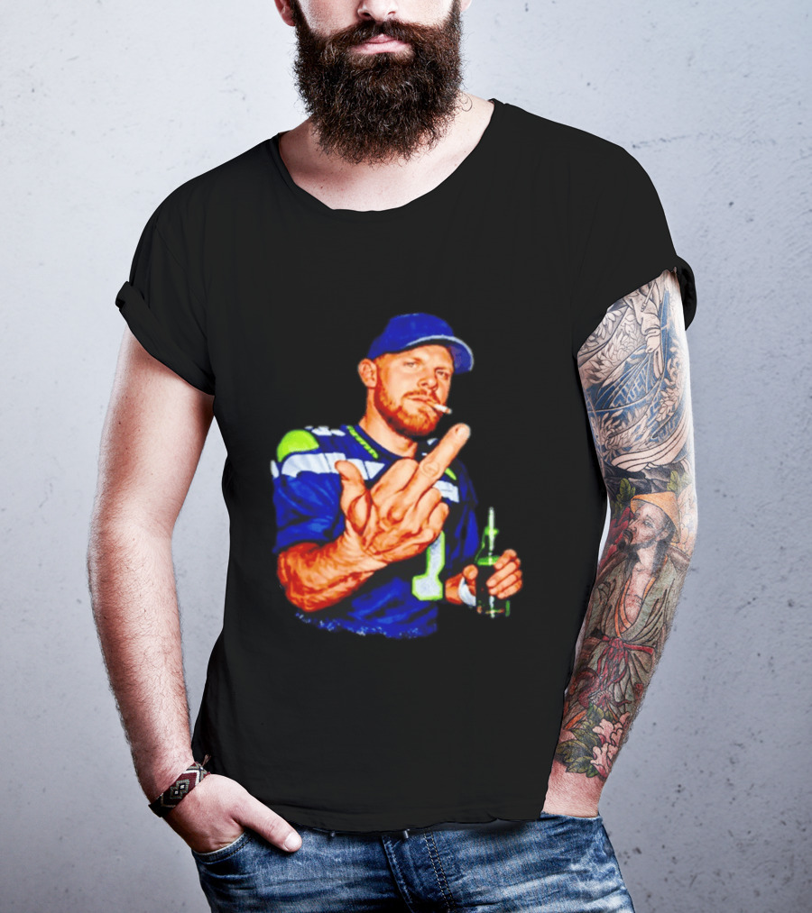 Ernest Jones Seahawks Sam Darnold Middle Finger Beer Cigarette T-Shirt
