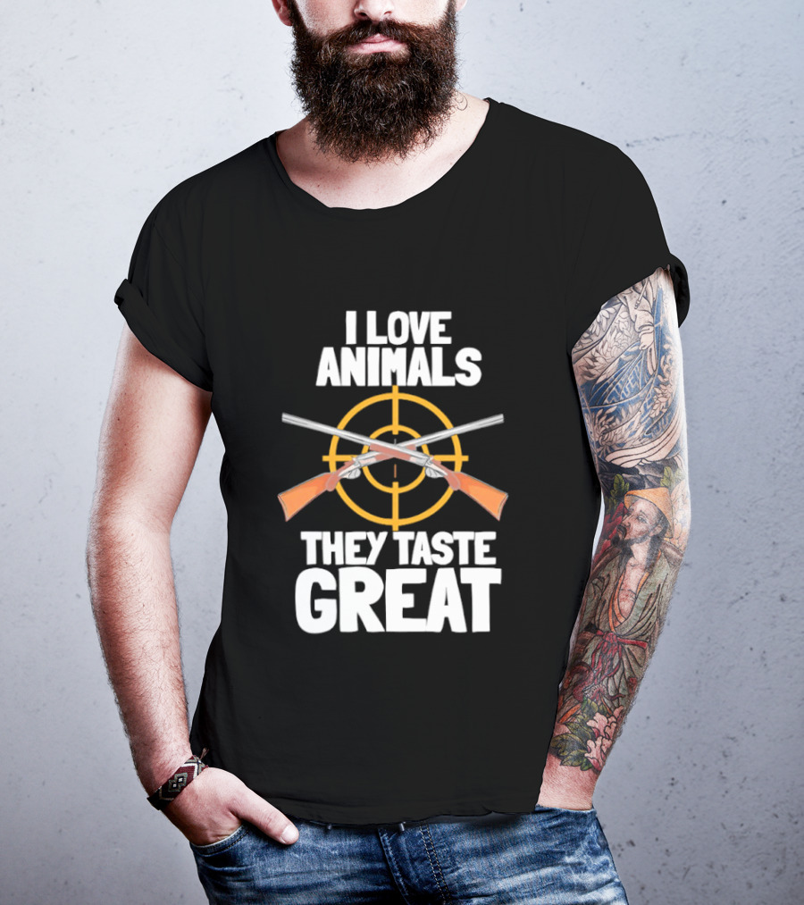 I Love Animals They Taste Great Hunting Humor T-Shirt