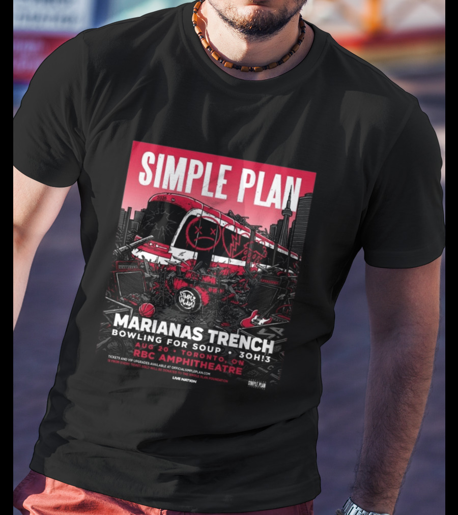 Simple Plan Marianas Trench Bowling For Soup 3OH!3 2026 Toronto RBC Amphitheatre August 20 T-Shirt