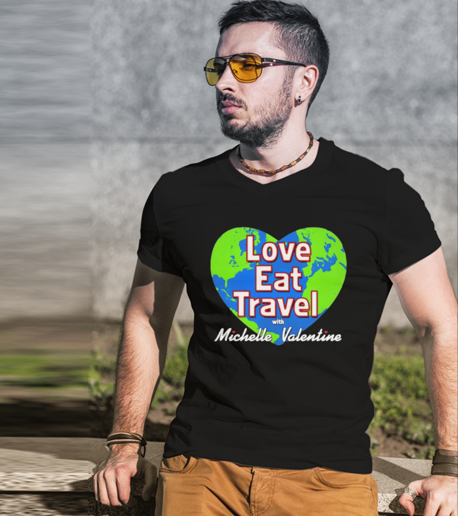 Love Eat Travel With Michelle Valentine Heart Map T-Shirt
