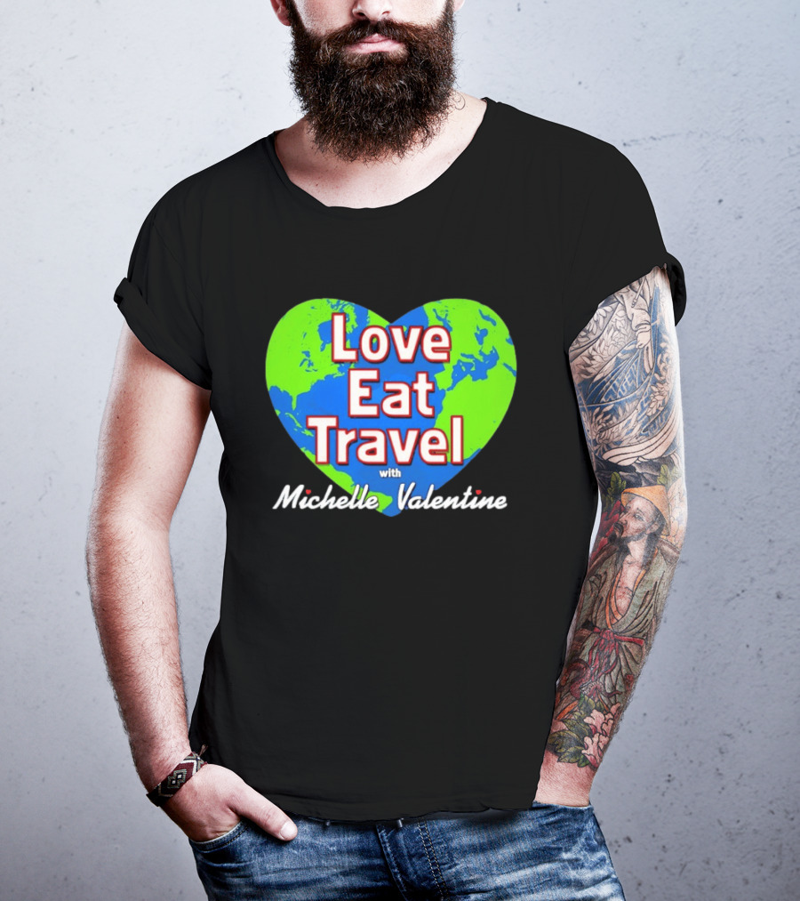 Love Eat Travel With Michelle Valentine Heart Map T-Shirt