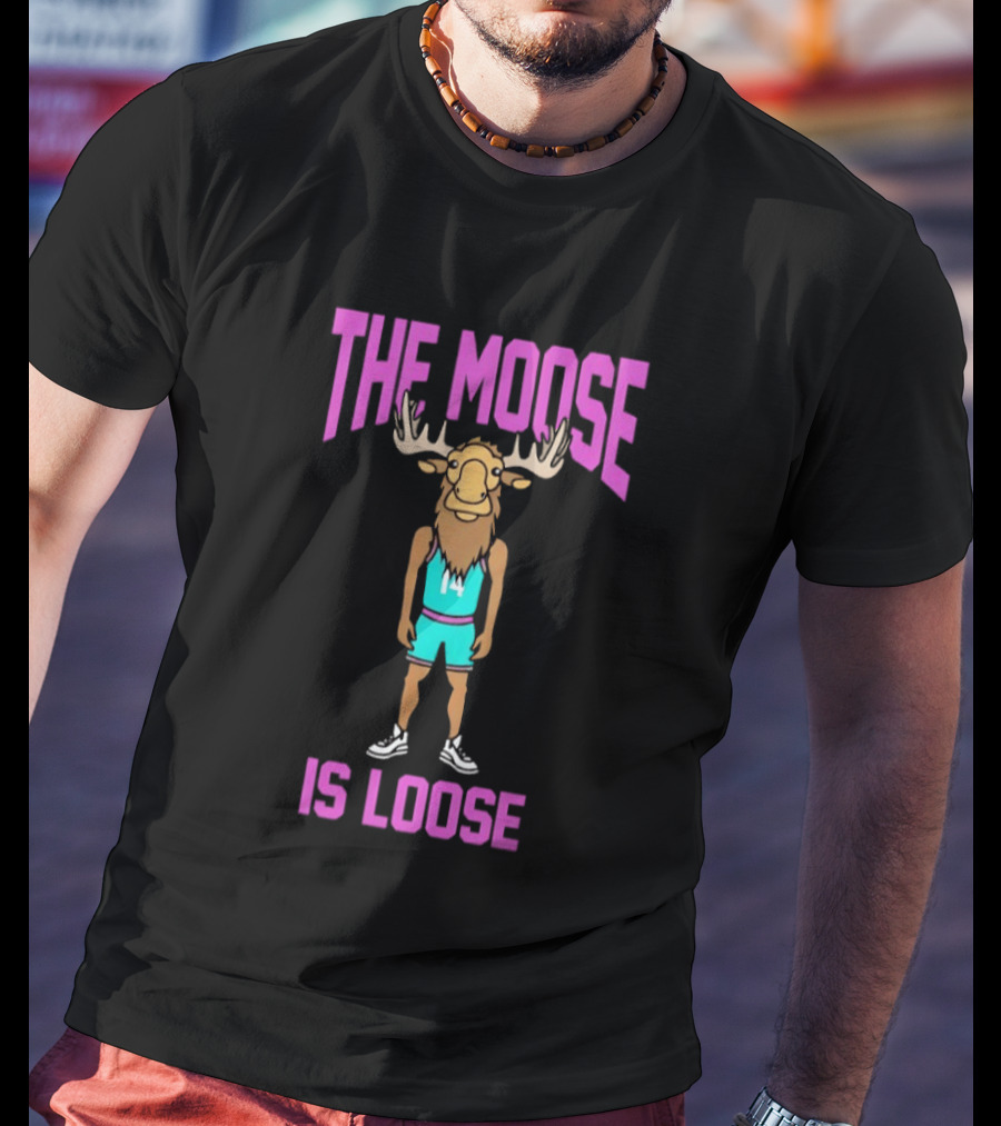 The Moose Is Loose Charlotte Hornets Basketball Player Cartoon T-Shirt
