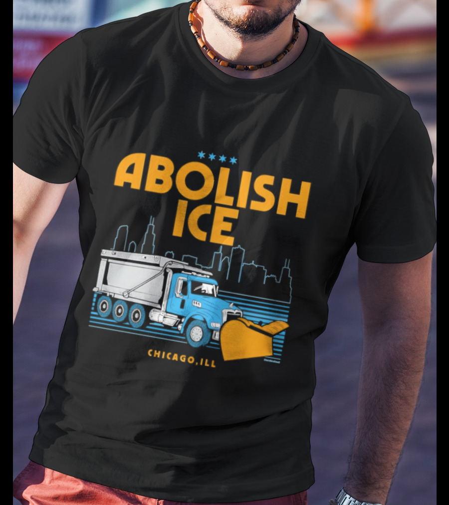 Abolish Ice Chicago ILL Snowplow Benefit Truck Skyline T-Shirt