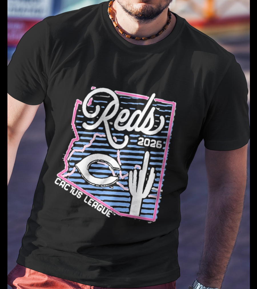Cincinnati Reds 2026 Cactus League Spring Training Arizona Outline Saguaro Cactus T-Shirt