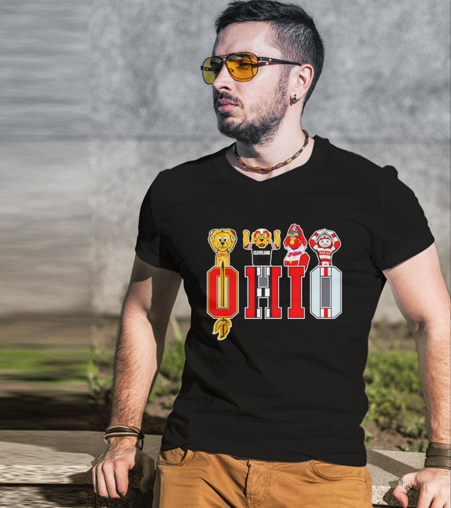 Ohio Sports Teams Cavaliers Browns Buckeyes Cardinals Logos T-Shirt