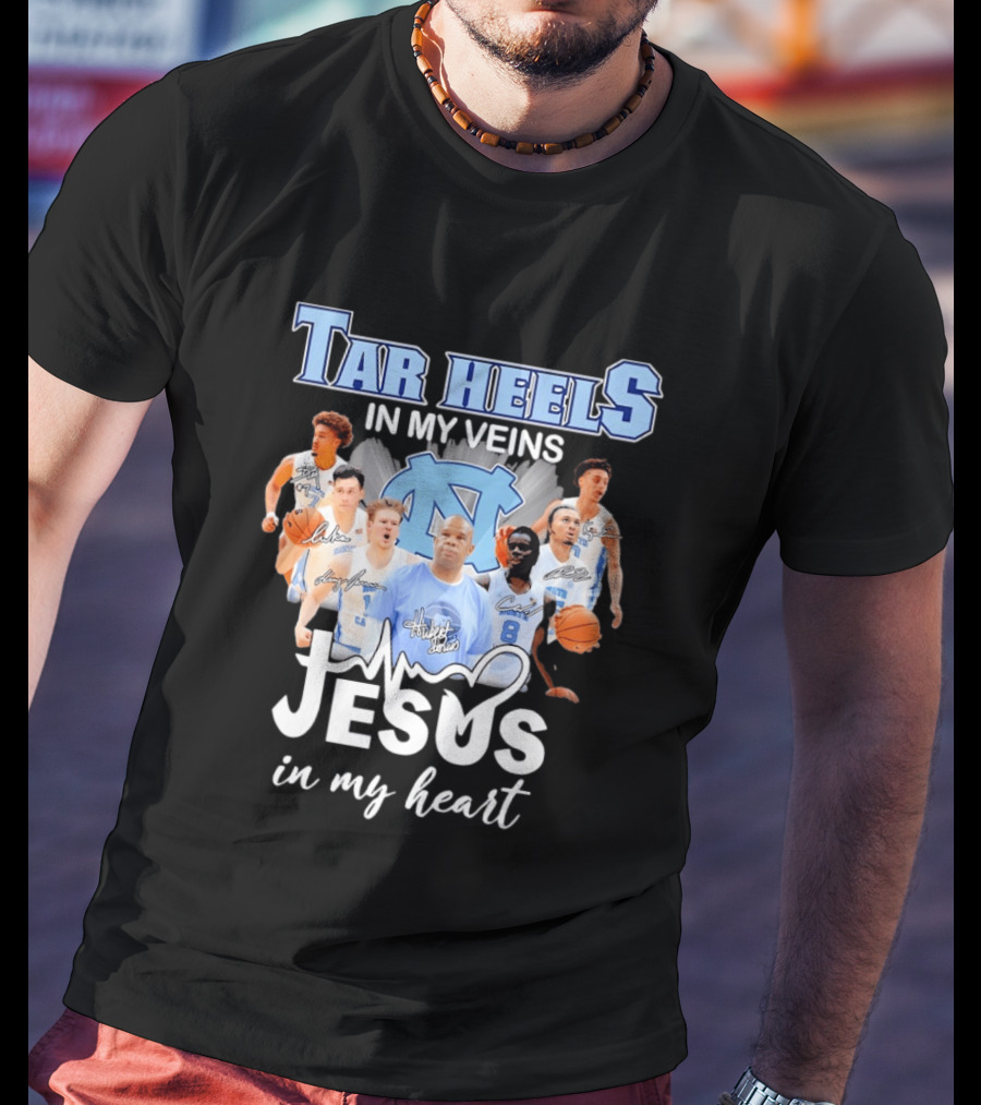 Tar Heels In My Veins Hubert Davis Jesus In My Heart T-Shirt
