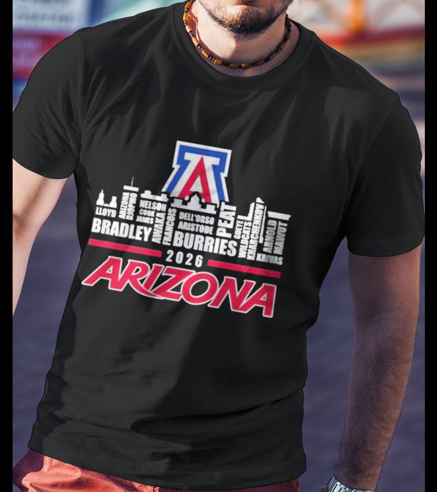 Arizona Wildcats 2026 City Names Bradley Burries Skyline T-Shirt