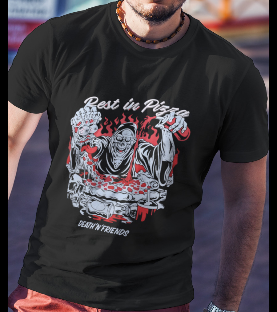 Rest In Pizza Death N Friends Pizza Party Fun T-Shirt