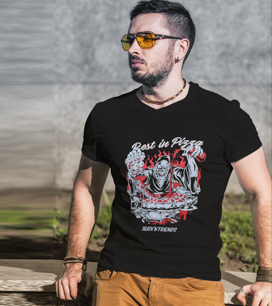 Rest In Pizza Death N Friends Pizza Party Fun T-Shirt