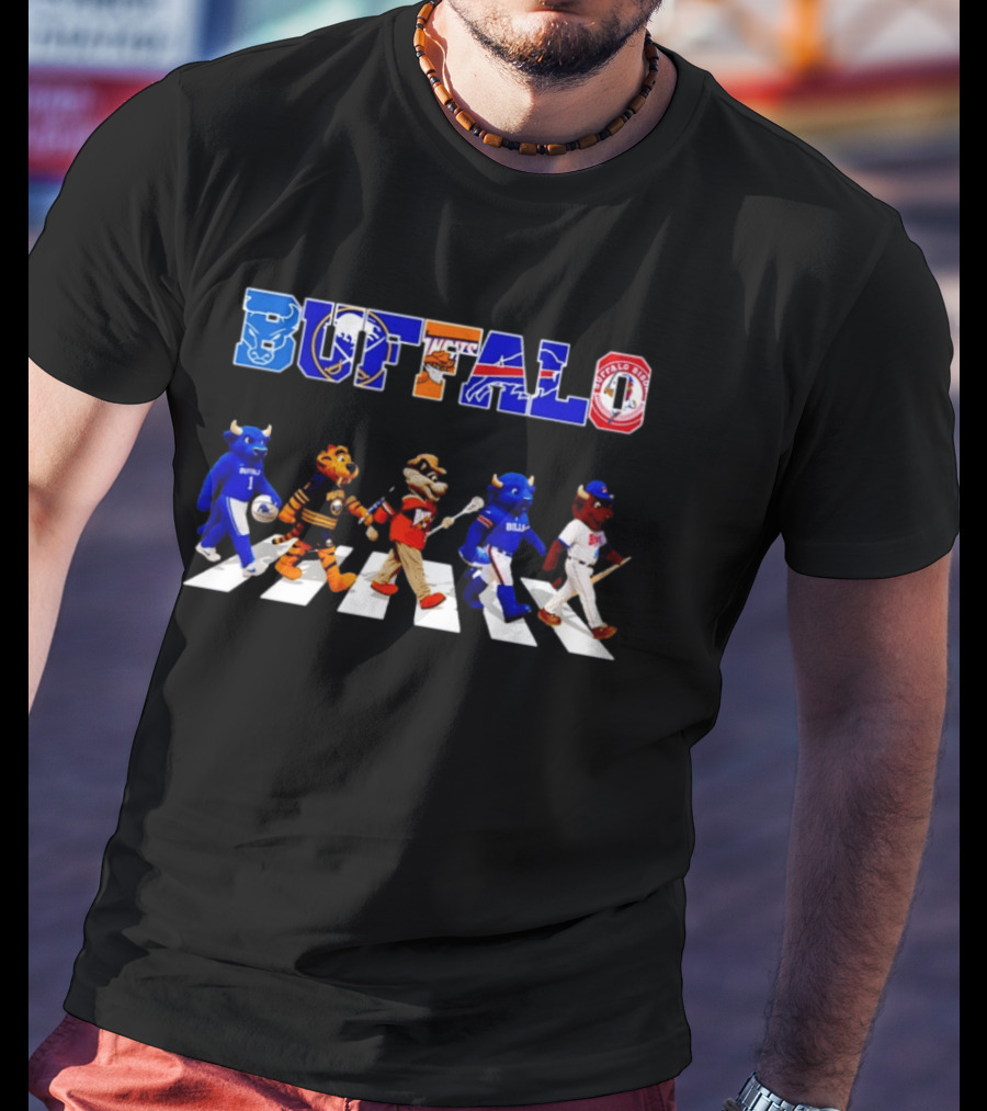Buffalo Bills Sabres Bisons Mascots Abbey Road T-Shirt