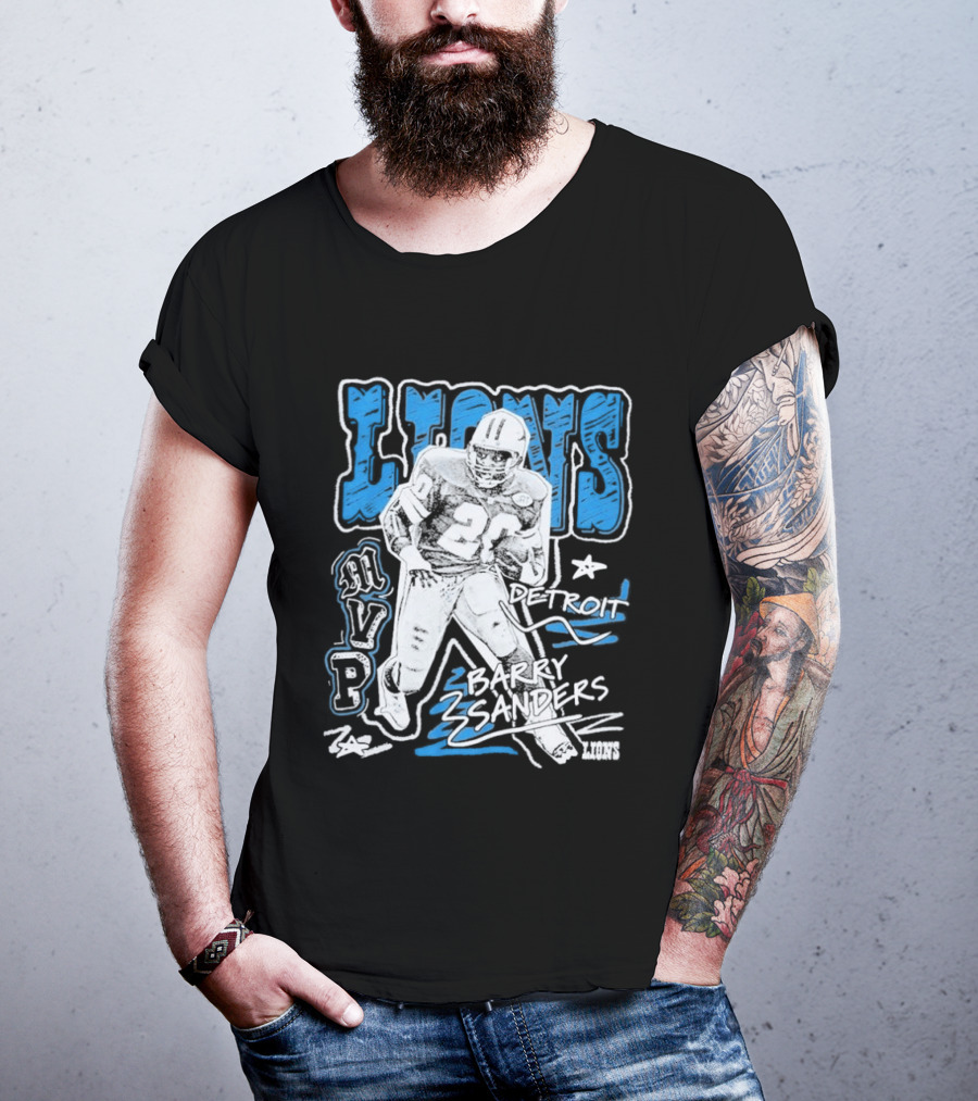 Detroit Lions MVP Barry Sanders Mitchell & Ness Chalked Up T-Shirt