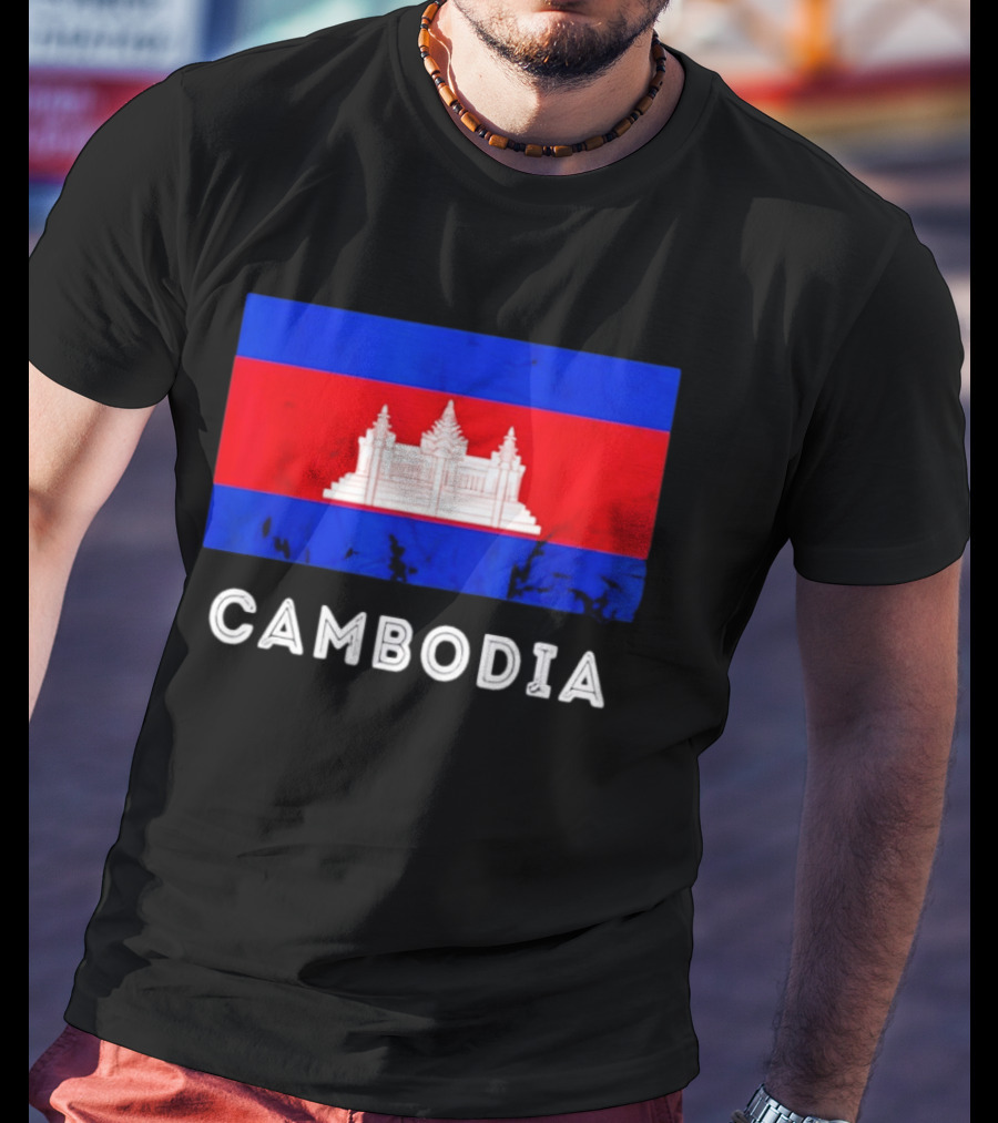 Cambodia Flag With Angkor Wat T-Shirt