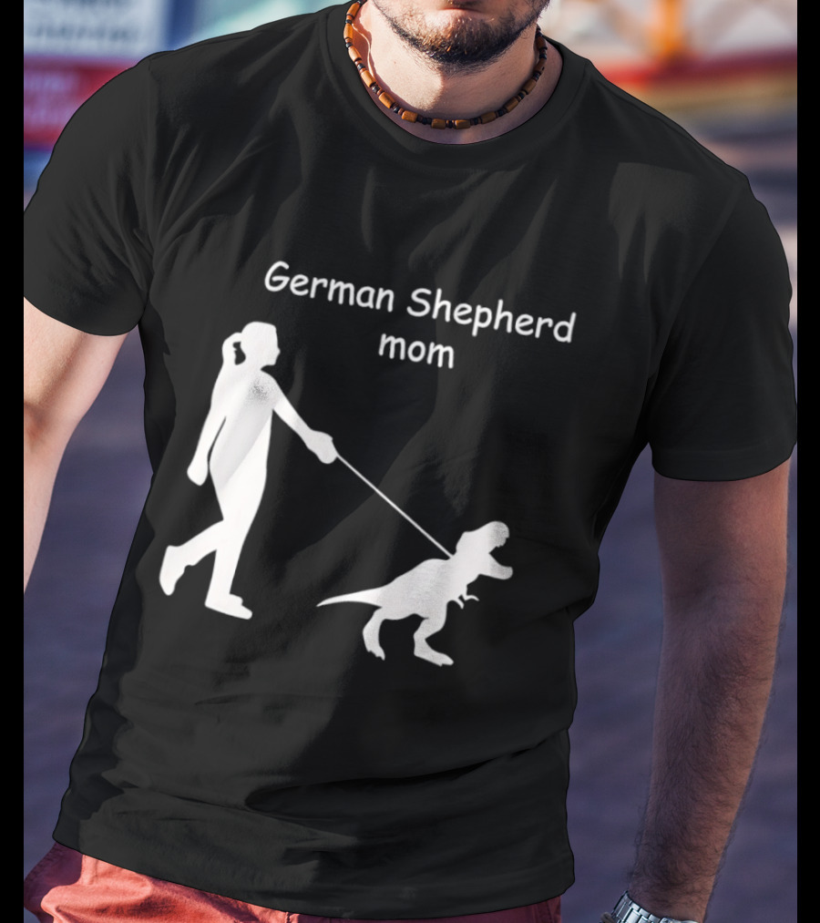 German Shepherd Mom Dinosaur Walking T-Shirt