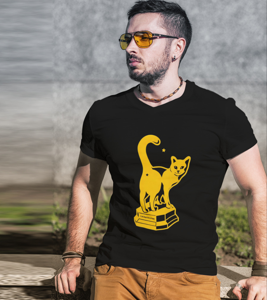 Catastrophe Cat Trophy Black Yellow Star Award T-Shirt