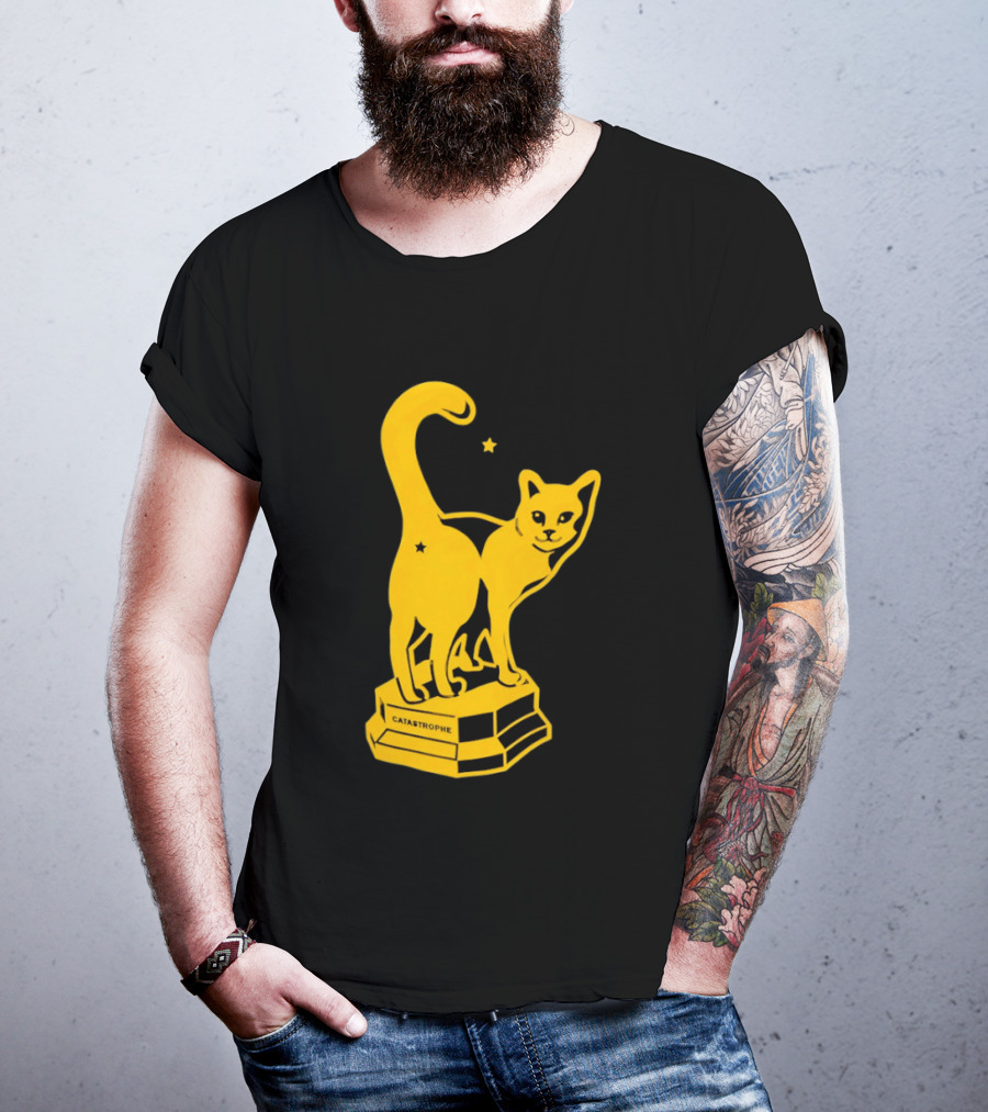 Catastrophe Cat Trophy Black Yellow Star Award T-Shirt