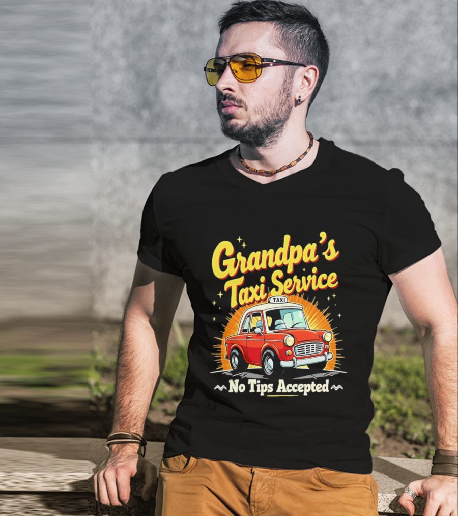 Grandpa's Taxi Service No Tips Accepted Vintage Car T-Shirt