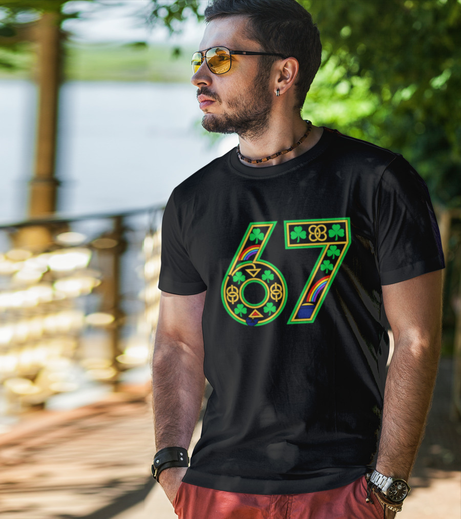 Celtic 67 Shamrock Irish Clover St Patrick's Day Rainbow T-Shirt