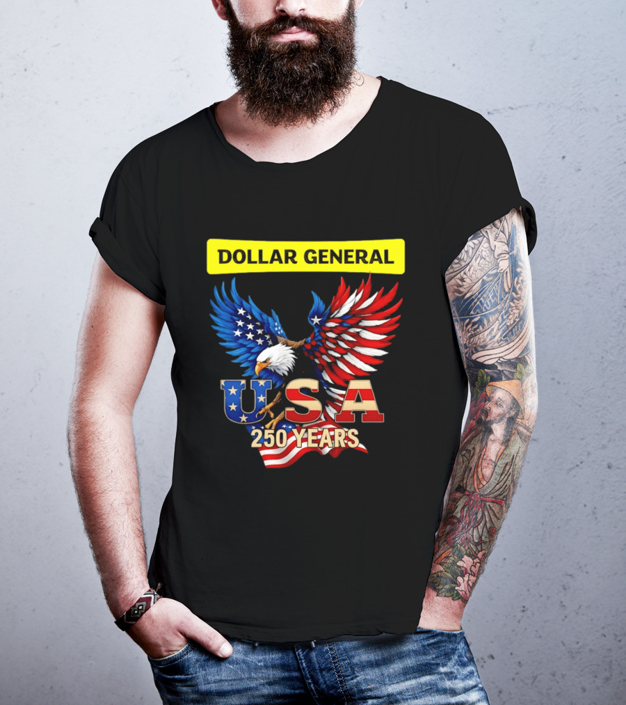 Dollar General Eagle USA 250 Years Of America Flag T-Shirt