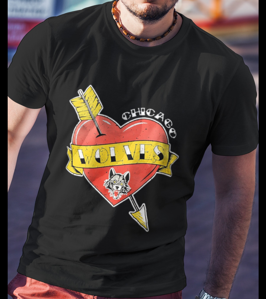 Chicago Wolves Heart Arrow Banner T-Shirt