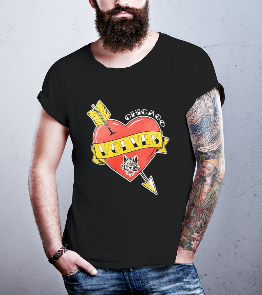 Chicago Wolves Heart Arrow Banner T-Shirt