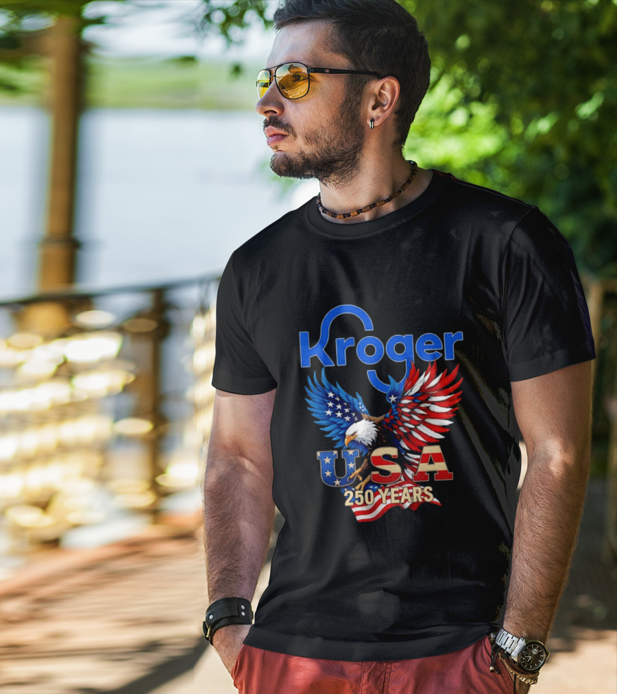 Kroger Eagle USA 250 Years American Flag T-Shirt