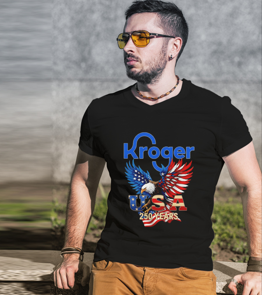 Kroger Eagle USA 250 Years American Flag T-Shirt