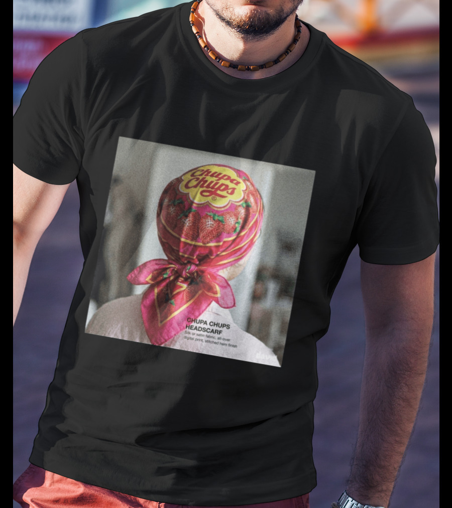Chupa Chups Headscarf Strawberries Silk Satin Digital Print T-Shirt