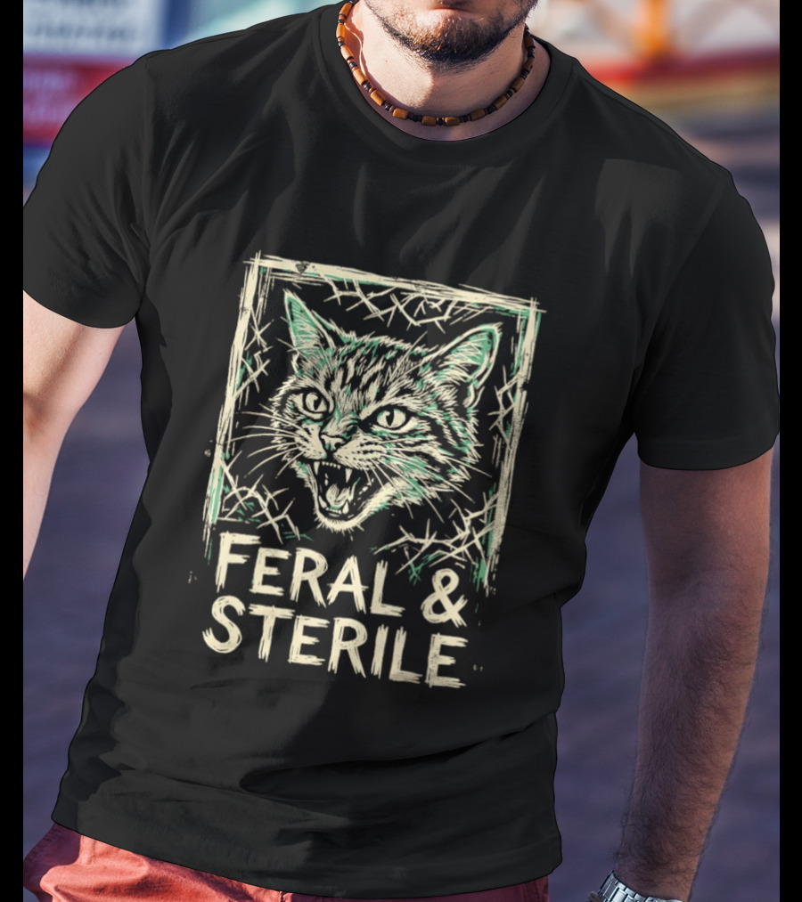 Feral And Sterile Cat Advocate Wild Feline Grunge T-Shirt