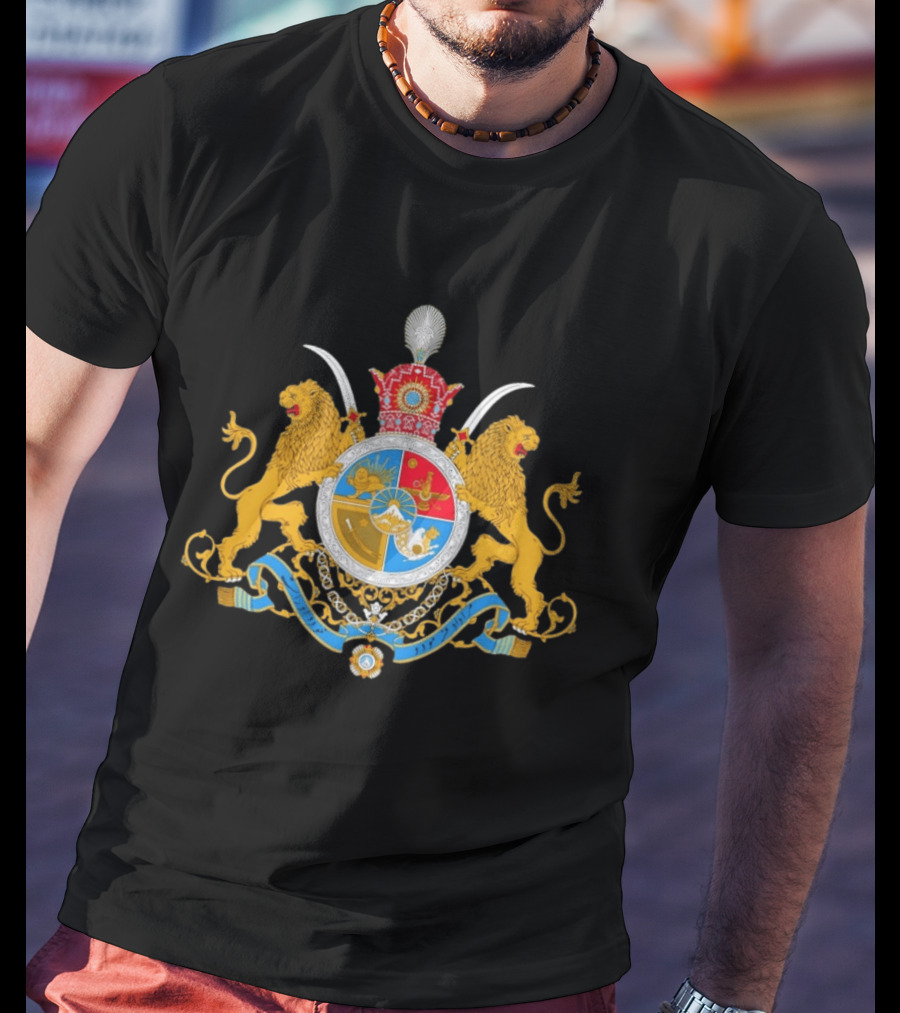 Imperial Lion And Crown Emblem Of Iran Dual Sword Legacy T-Shirt