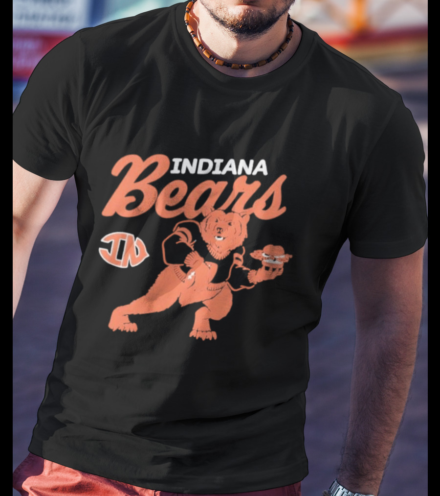 Indiana Bears Football Cartoon Bear ND Monogram T-Shirt