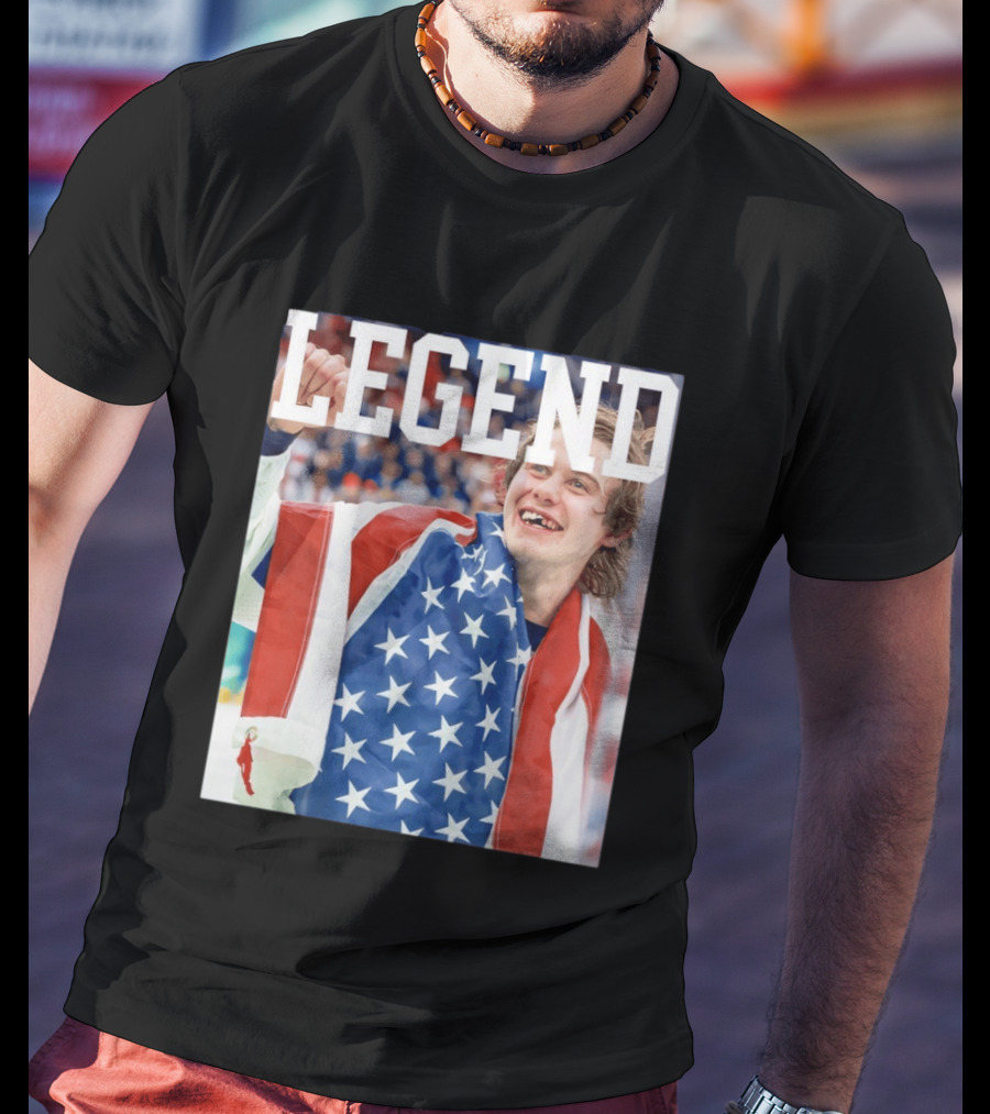 Men's Hockey USA Jack Hughes Legend American Flag Victory Celebration T-Shirt