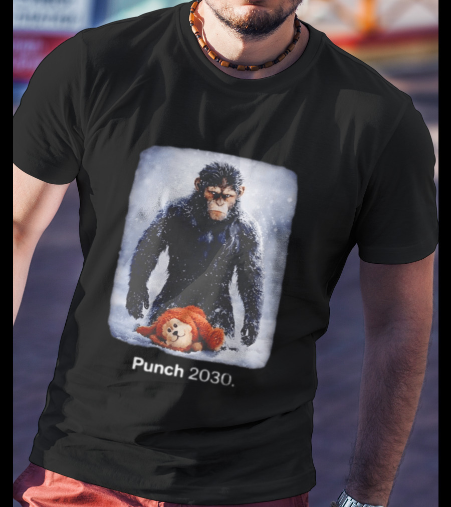 Punch 2030 Ape With Toy Snow Scene T-Shirt