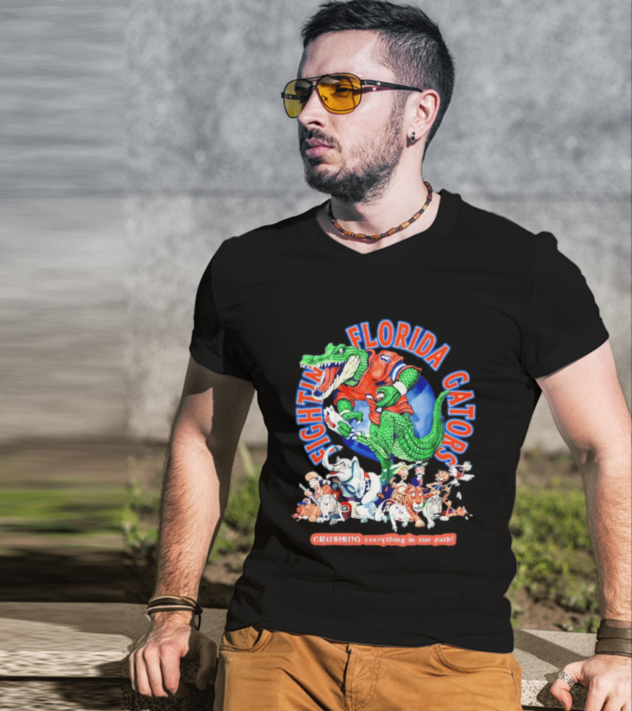 Fighting Florida Gators Crushing Everything In Our Path NCAA Rival Team Mascots T-Shirt