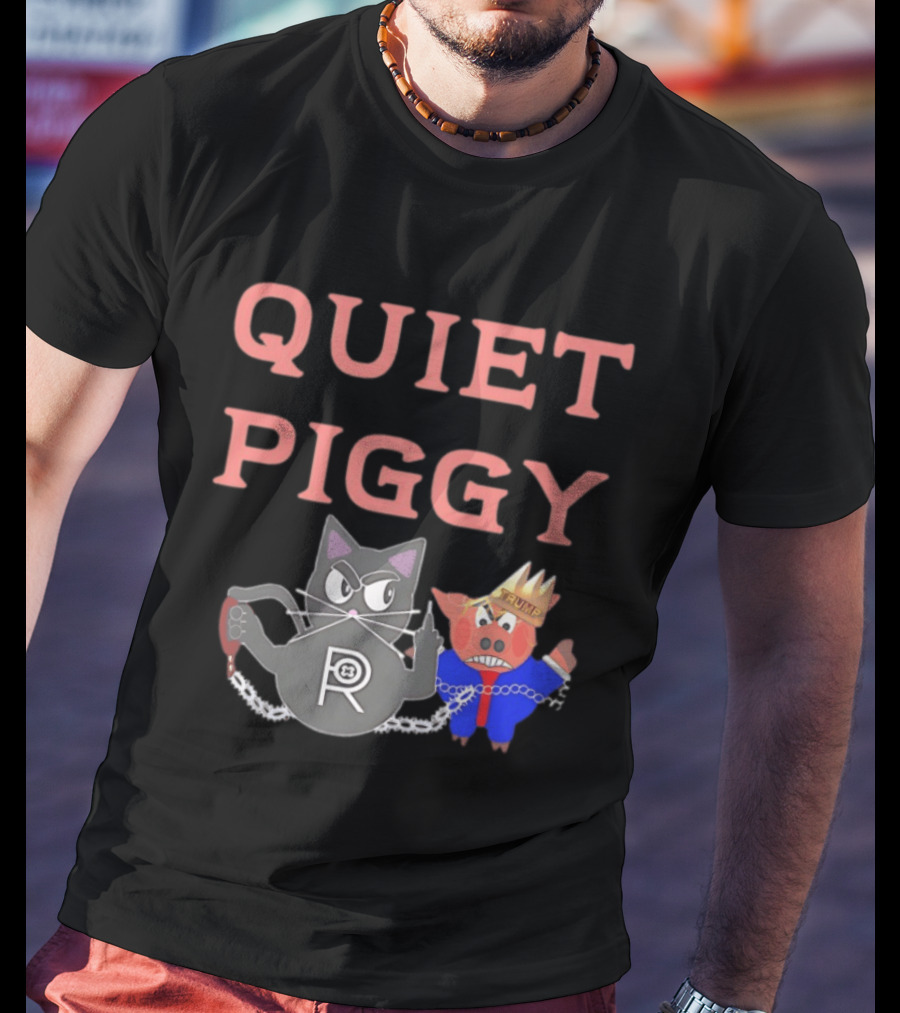 Quiet Piggy Cat Icon With Crowned Pig T-Shirt