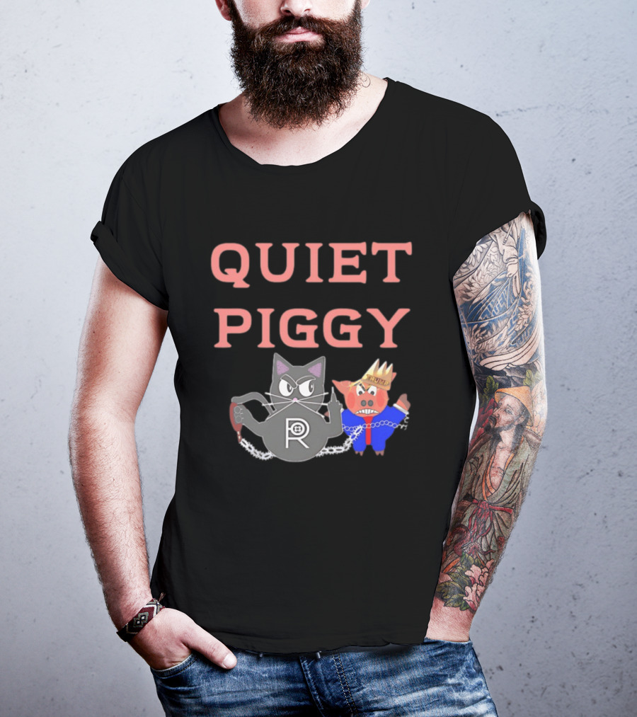 Quiet Piggy Cat Icon With Crowned Pig T-Shirt