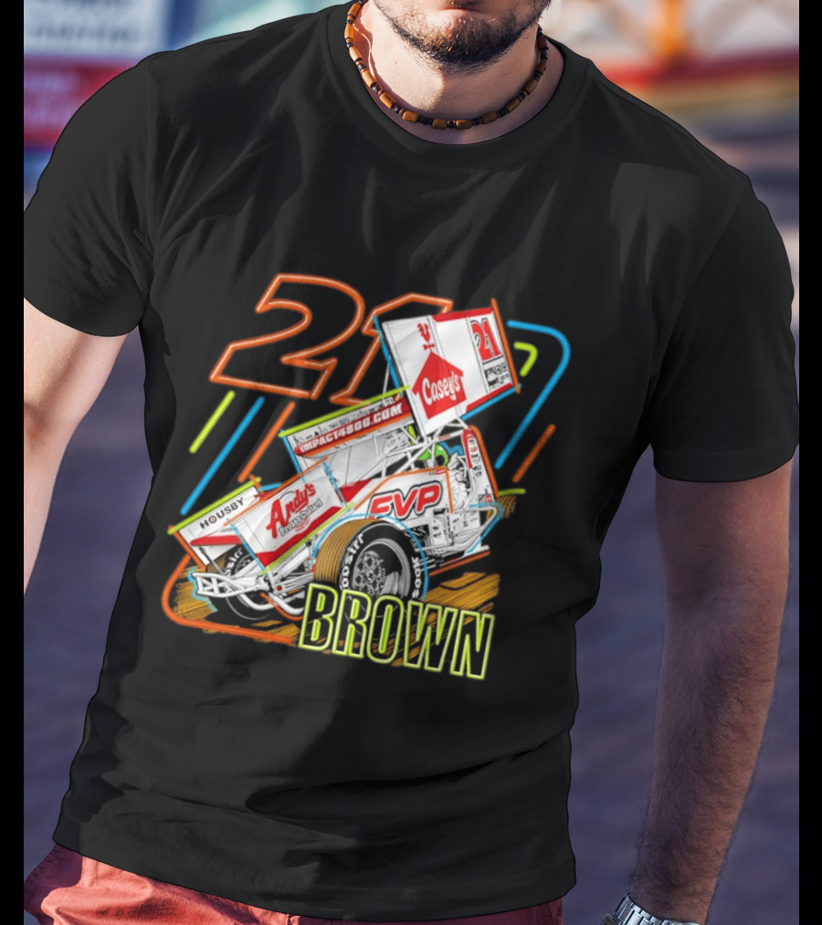 Sprint Car 21 Brown Andy's Casey's Impact 4800 Racing T-Shirt