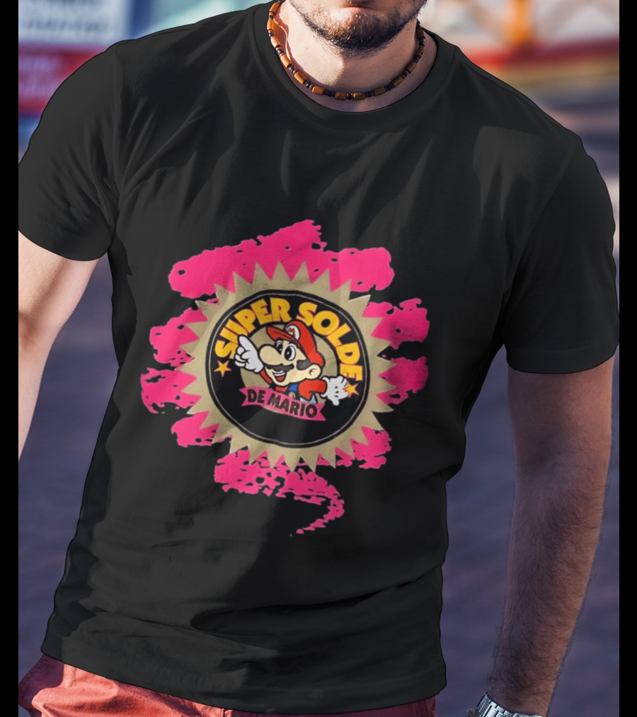 Super Solde De Mario Retro Emblem Burst T-Shirt