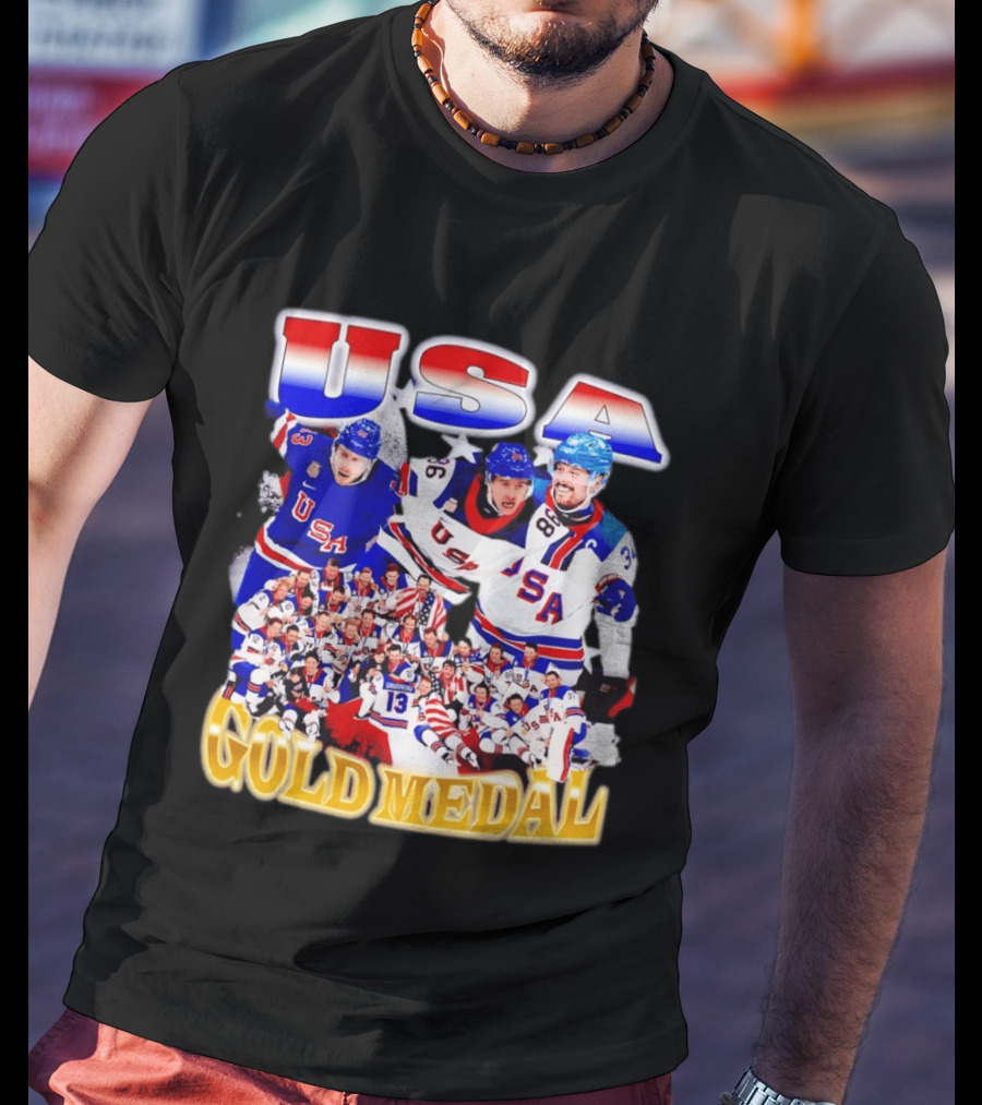 USA Gold Medal Team Vintage Bootleg Throwback T-Shirt