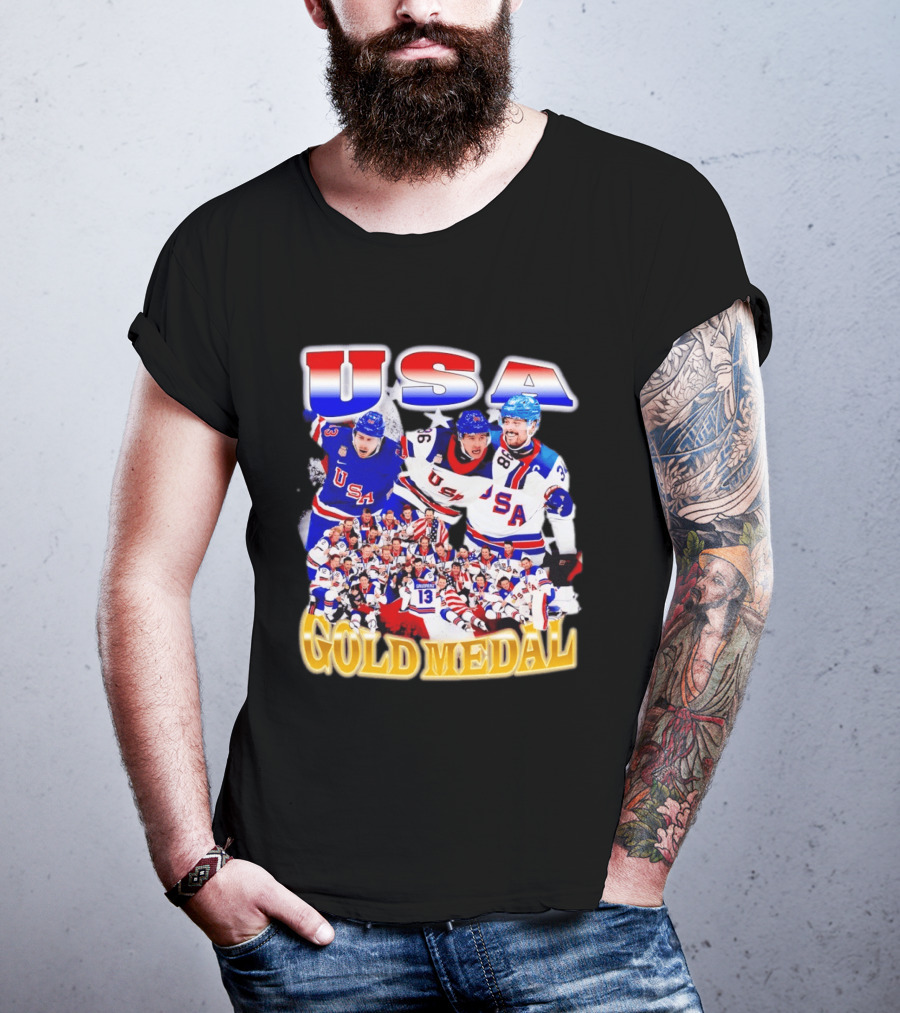 USA Gold Medal Team Vintage Bootleg Throwback T-Shirt