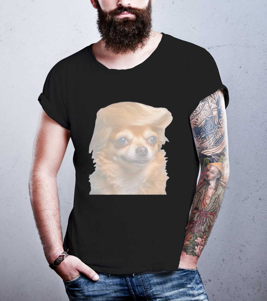 Trump Dog Meme Chihuahua With Hair Wig T-Shirt