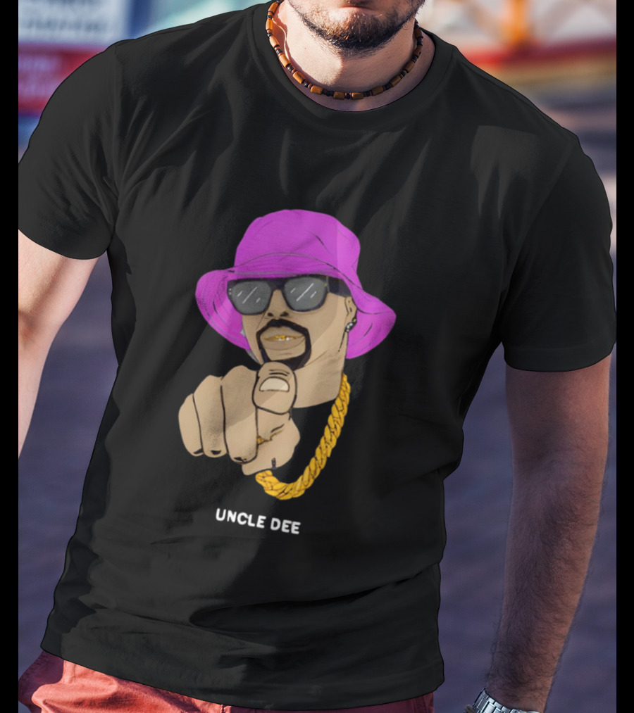 UNCLE DEE Finger Pointing Sunglasses Chain Purple Hat T-Shirt