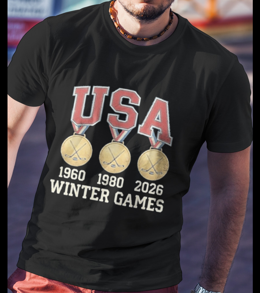USA Hockey Winter Games Gold Medals 1960 1980 2026 T-Shirt