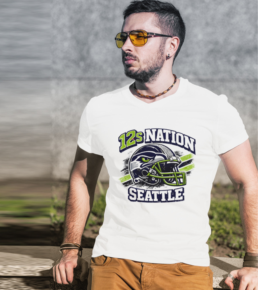 12s Nation Seattle Football Helmet Seahawks T-Shirt