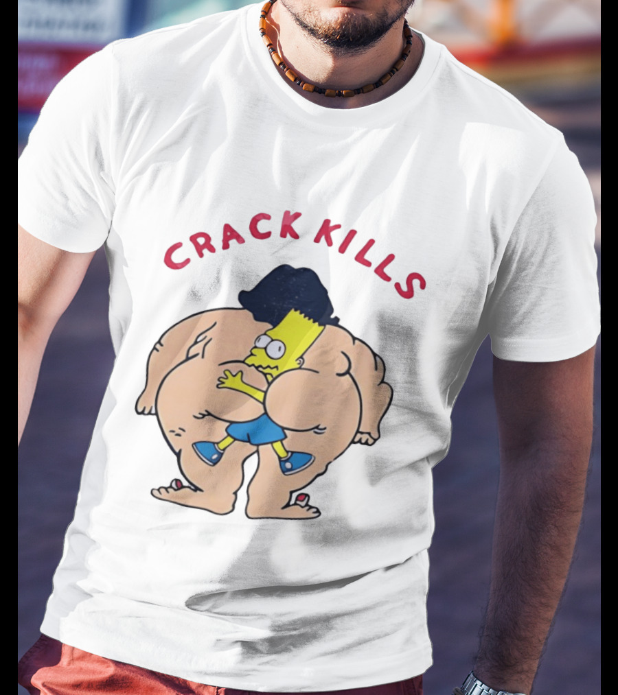 Crack Kills Bart Parody Cartoon Humor T-Shirt