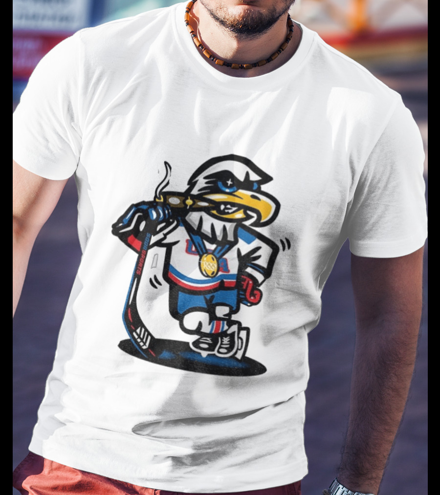 Eagle Die Cut USA Olympic Gold Medal Hockey 2026 Icon Sports T-Shirt