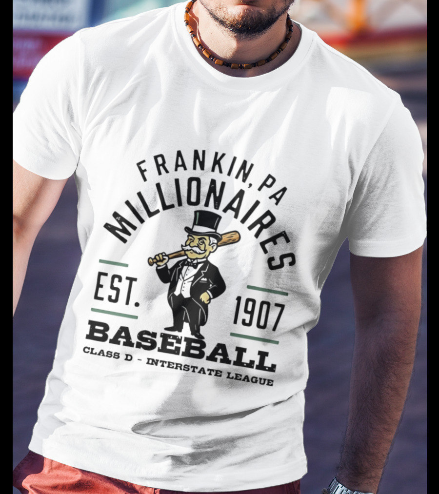 Franklin PA Millionaires Baseball Est 1907 Class D Interstate League T-Shirt