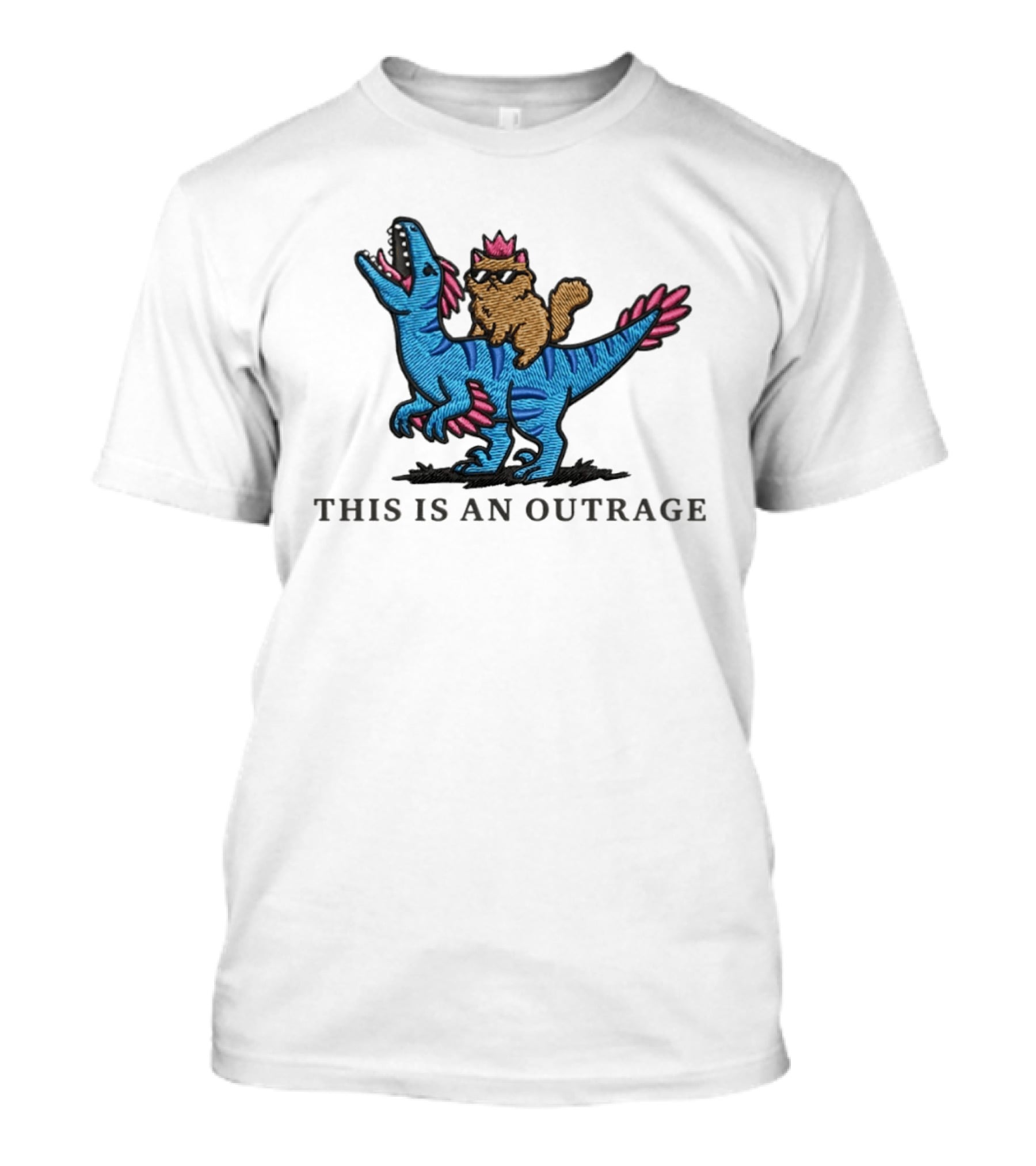Cat Lover Embroidered Princess Donut And Mongo Dinosaur Outrage T-Shirt